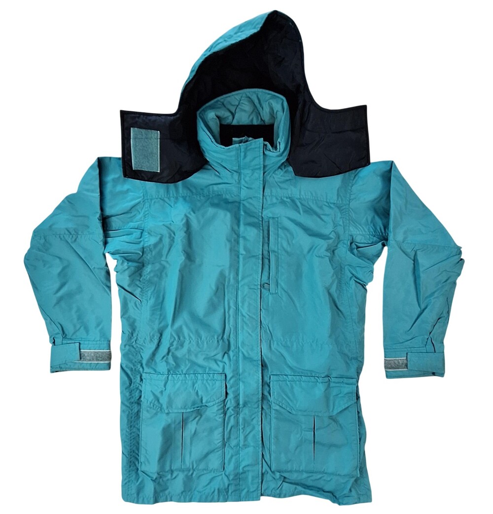 Vintage Columbia Coat Womens M Blue Hooded Nylon Radial Sleeve Ski Parka 90s